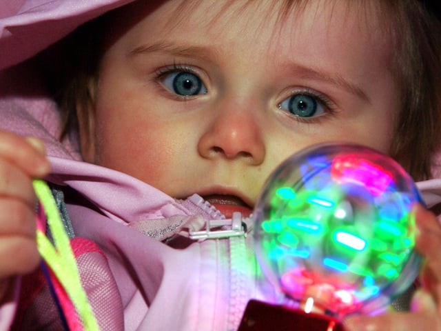 Josephine Taylor aged 11 months of Mansfield Woodhouse watched the display with her family.