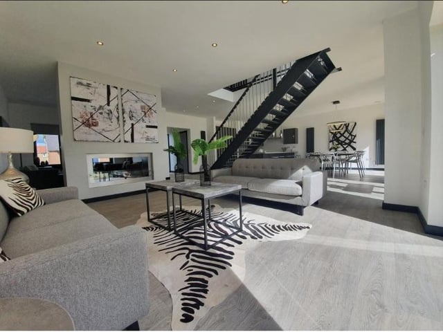 It’s a new-build and extremely light and airy inside, with plenty of living space throughout.