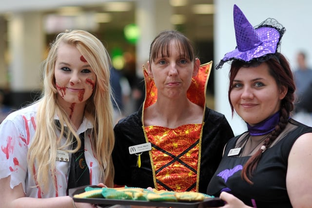 Town Centre Mcdonalds staff (left to right) Danielle Murray, Anne-Marie Lowther and Rachael Smith took part in the Mcdonalds Halloween charity event in aid of Ronald Mcdonalds House Charities in 2015. Do you love their outfits?