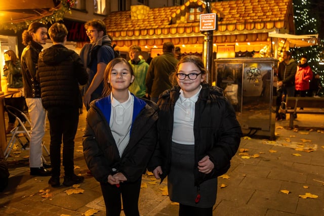 Nevaeh Pearce (9) and Lyla Smith (8) who came to enjoy the show. Picture: Mike Cooter (181121)