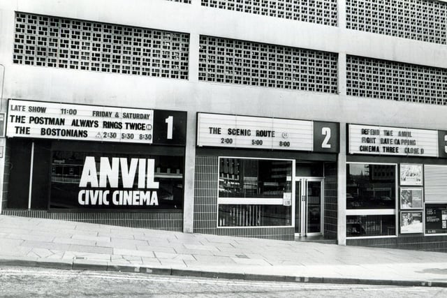 The Anvil Cinema, Charter Square, opened as the Cineplex Three Screen Cinema in 1972 