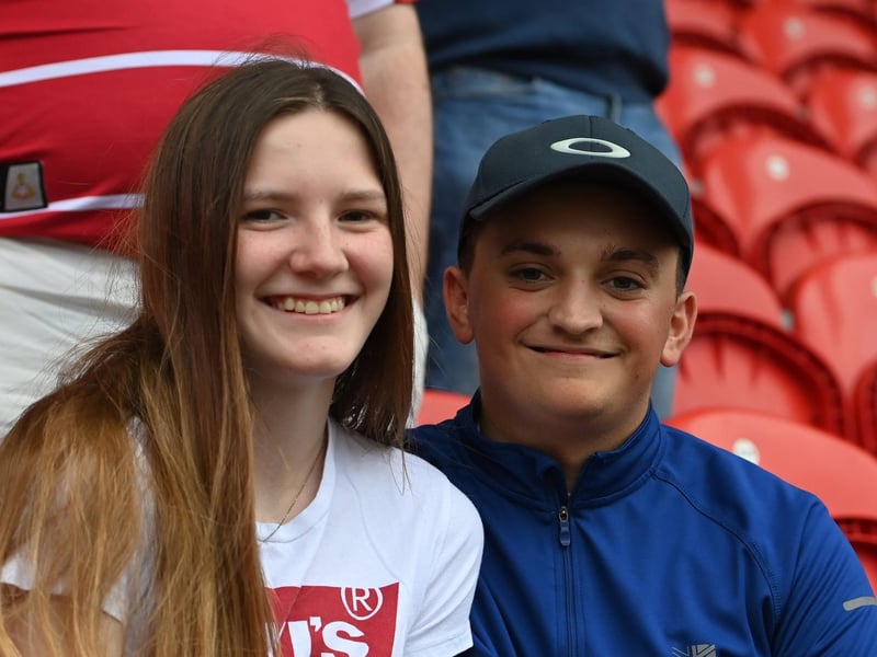A pair of Rovers fans during the friendly with Newcastle United