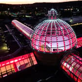 Meadowhall shopping centre lit up red for Comic Relief (pic: Meadowhall)