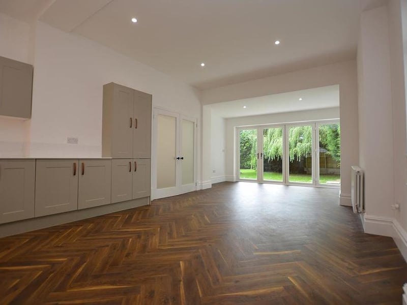 Another angle that shows the sheer scale of the kitchen. It is completed by a set of bi-folding doors that give access to the back garden.