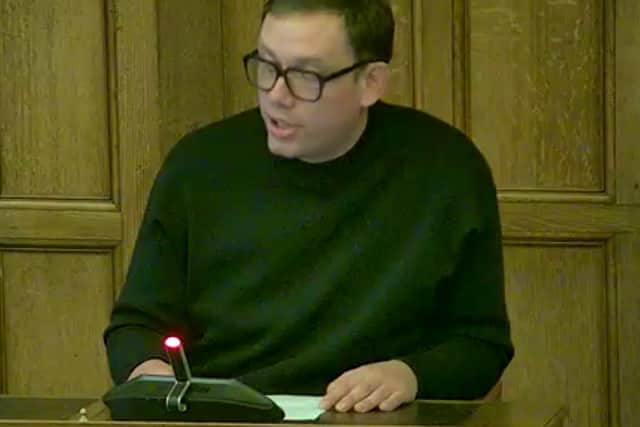 James O'Hara addressing Sheffield Council's planning committee about the new Leah's Yard development in the city centre.