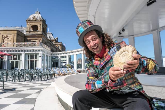 Steve Cousins, the Rock Showman, at Scarborough Spa’s Sun Court which will be the base for this year's Yorkshire Fossil Festival from Saturday September 17 to Sunday September 18