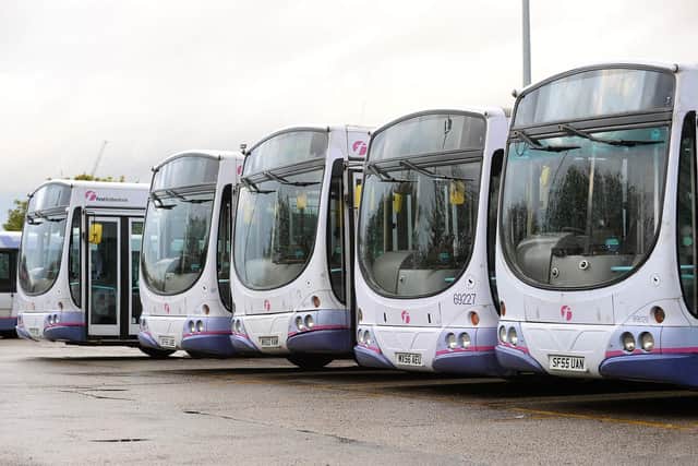 Pictured are buses in and around Sheffield City Centreâ€¦.Pic Steve Ellis