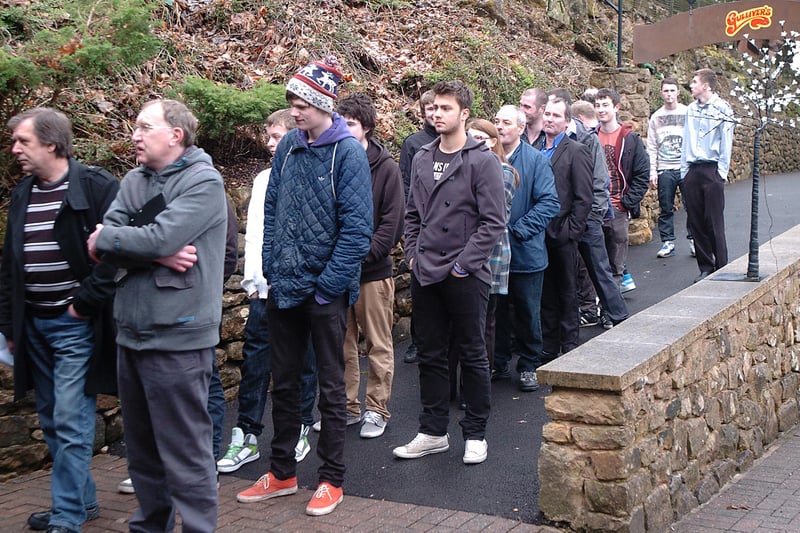 Queuing for the Gullivers Kingdom jobs fair in 2013