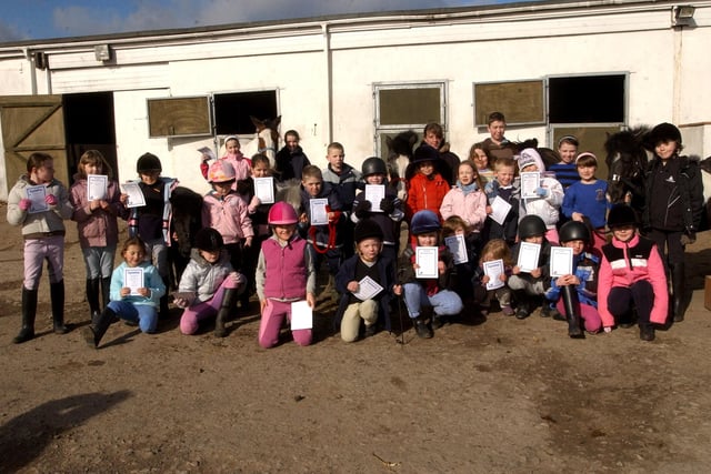 A scene from Pony World in 2008 as children receive their riding certificates. Can you spot anyone you know?