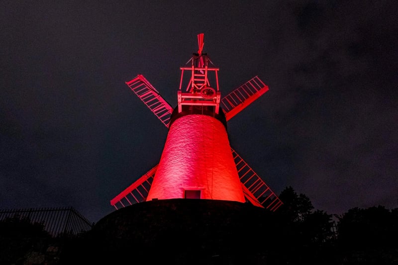 The Mill was coloured red to show to city's support for the country.
