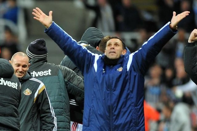 A late winner and Sunderland manager Gus Poyet celebrates as the Black Cats take the derby honours just days before Christmas in 2014.