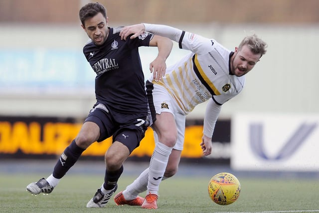 February 24, 2018, Championship: Falkirk 0, Dumbarton 0
Falkirk's Tom Taiwo and Dumbarton's Kevin Nisbet challenging for the ball