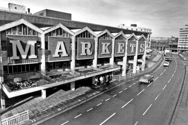 Sheaf Market, Sheffield, in January 1978, viewed from the Park Square footbridge