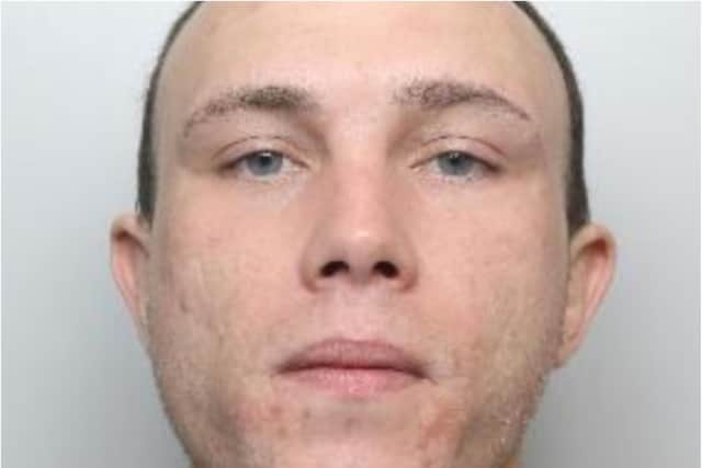 Pictured is Michael Leach, aged 28, of Firshill Rise, Sheffield, who was sentenced to two years of custody after he admitted possessing an imitation firearm when he was prohibited from doing so by a previously imposed suspended prison sentence.