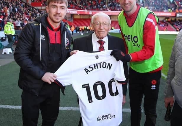 Sheffield United fan Roy Ashton with Ben Osborn and Chris Basham