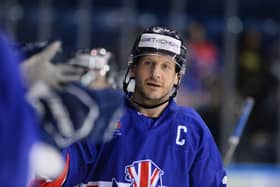 Jonathan Phillips after scoring GB's second goal against Romania, picture: Dean Woolley