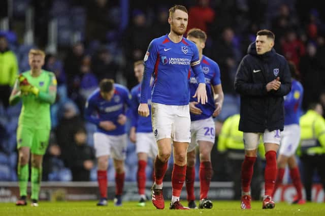 Portsmouth players applaud the fans during the EFL Sky Bet League 1 match between Portsmouth and Shrewsbury Town at Fratton Park, Portsmouth, England on 15 February 2020.