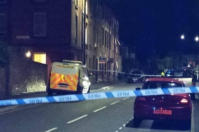 The scene in Priory Road, Sharrow, following a stabbing in the area in October last year