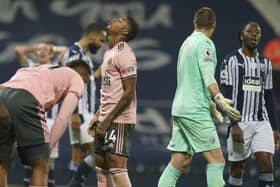 Frustration for Rhian Brewster as Sheffield United are beaten at West Bromwich Albion: Andrew Yates/Sportimage