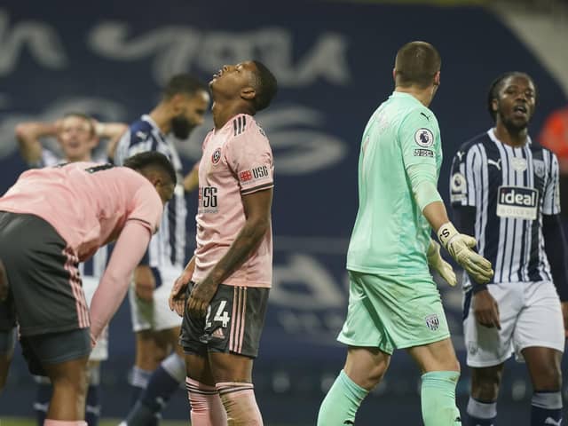 Frustration for Rhian Brewster as Sheffield United are beaten at West Bromwich Albion: Andrew Yates/Sportimage