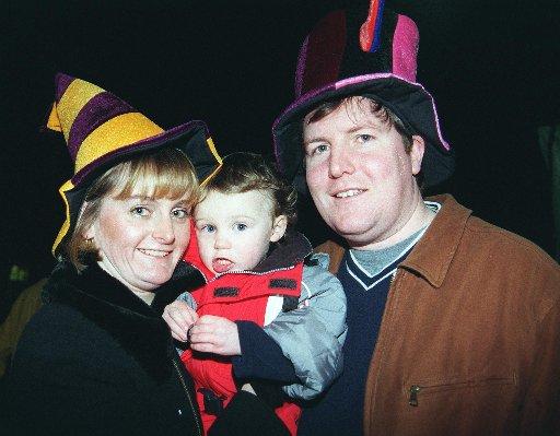 Diane and Patrick Abel with young Meg in the city centre