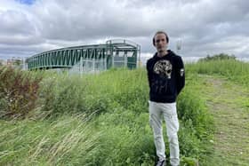 Cllr Will Fielding at the foot and cycle bridge in Barnsley.
