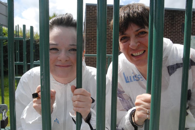 Sylvia Stoneham and Amy King dressed as prisoners for a sponsored breakout 13 years ago. Remember this?