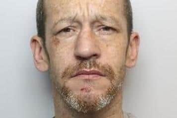 Pictured is Wayne Joselyn, aged 43, of Royd Avenue, at Millhouse Green, Sheffield, who was sentenced at Sheffield Crown Court to 55 months of custody after he pleaded guilty to five burglaries, eleven counts of fraud, two shop thefts and a common assault on a shop worker.
