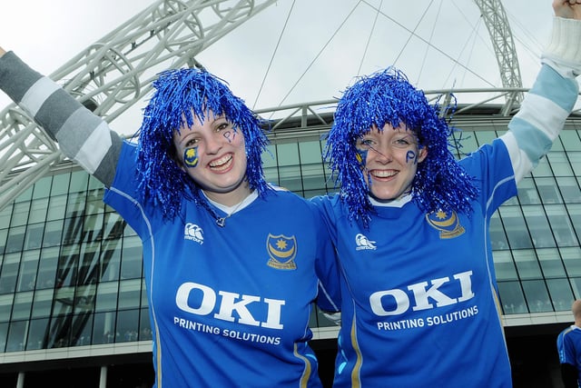 Pompey supporters Rachael Adlam and Mimi Adlam at Wembley.
