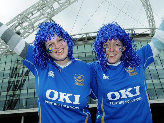 Pompey supporters Rachael Adlam and Mimi Adlam at Wembley.