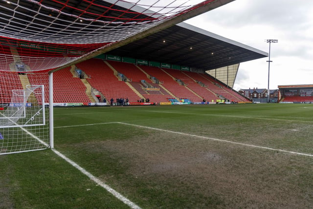 It's hard to spot a fault in the pitch from this this goalmouth angle. By this stage the rain had stopped - but the decision to cancel the game had already been made.