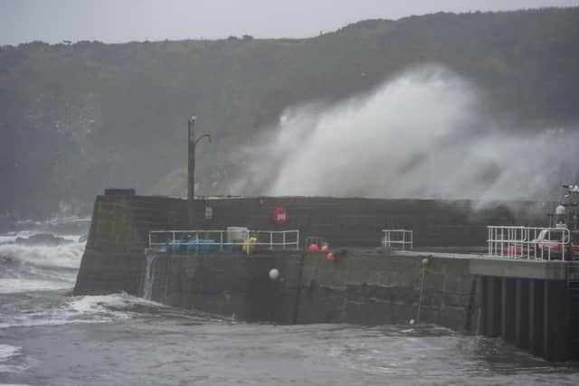 Storm Babet hits Stonehaven Harbour on Thursday. Picture: Lisa Ferguson
