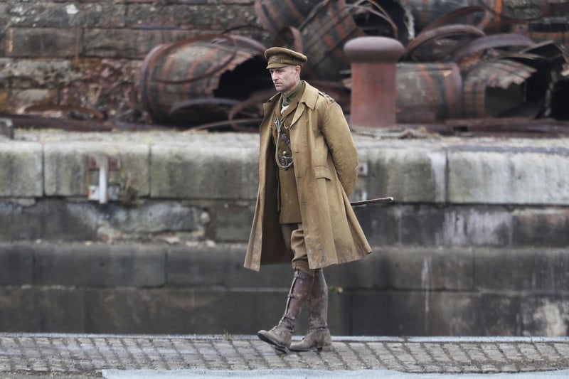 Actor Mark Strong on the set of 1917 during filming at the Govan Graving Docks in 2019. The film tops our list having been given a rating of 8.2 on IMDb. 