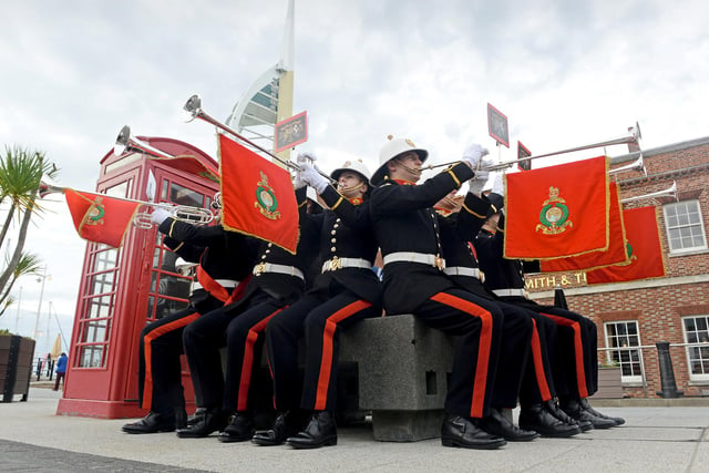 The Band of Her Majesty’s Royal Marines Portsmouth star in the short video filmed in 2015 at Gunwharf Quays retail outlet - just a stone’s throw from Portsmouth Naval Base, the home of the Royal Navy.