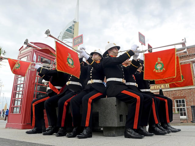 The Band of Her Majesty’s Royal Marines Portsmouth star in the short video filmed in 2015 at Gunwharf Quays retail outlet - just a stone’s throw from Portsmouth Naval Base, the home of the Royal Navy.