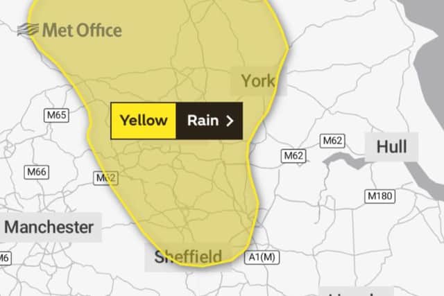 Yellow warning for rain in Sheffield.