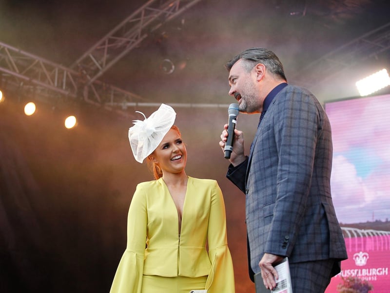Queen of Style compere Grant Stott with contestant Jill from Bonnyrigg