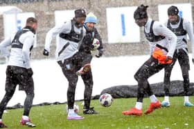 Sheffield Wednesday have had to brave frightful conditions at training this week. Pic courtesy of SWFC / Steve Ellis.