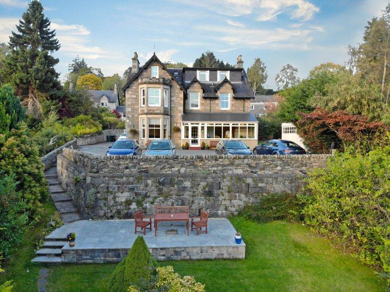 Unique and prestigious Victorian Highland country house hotel with commanding views over the historic town of Pitlochry and the Tummel Valley - £795,000.
