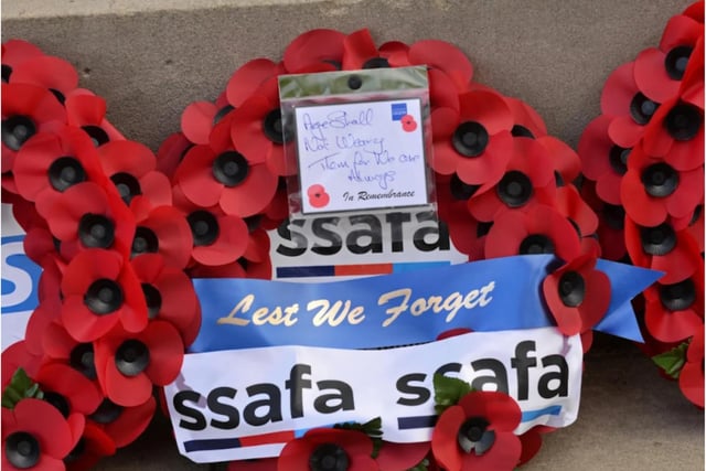Numerous wreaths were laid at the war memorial.