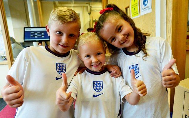 Children at Rossmere Primary School still proudly wore England colours following the international side’s penalty heartache at the Euro final.