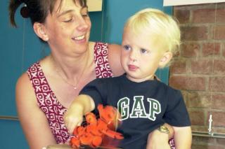 Michelle Pinkney and her son Kieran at a music class at the Doncaster Point in 2000.