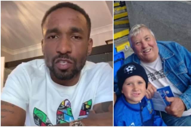 Jermain Defoe was one of many sporting legends who recorded a message of goodwill for Alan, pictured right.