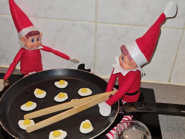 Stuart McQuillan sent in this photo of elves cooking breakfast,