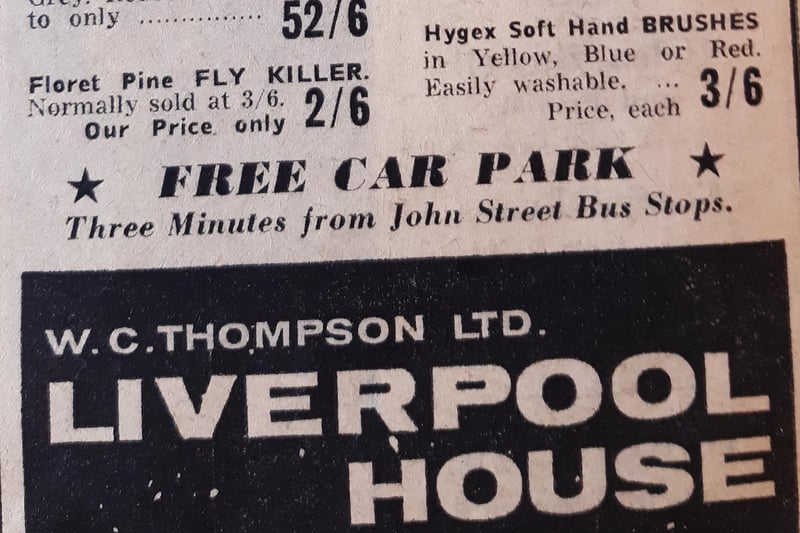 Soft hand brushes for 3 and 6 at Liverpool House which also boasted a free car park. AND it was 3 minutes from the John Street bus stops.
Other Liverpool House bargains in the 60s included kitchen wall clocks for 52 and 6, or ovenware casseroles for 25 shillings.