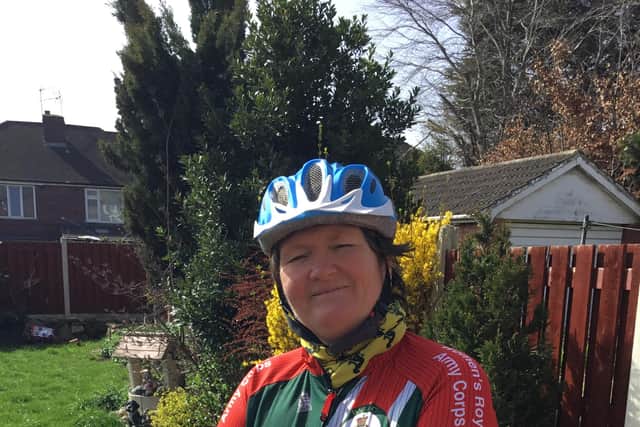 Cheryl Jones is cycling to various churches around Sheffield this Easter Sunday, to raise money for the WRAC Association.