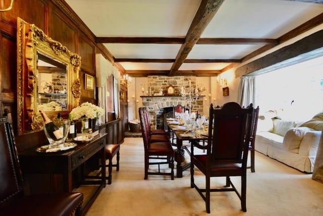 With its exposed beams and panelling, it is no wonder the dining room is described as opulent.