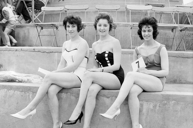 Three of the contenders in the Dunbar Bathing Beauty Contest 1963 - Margaret Bisset, Rosalie Feeney and Mrs Mairi Lees.
