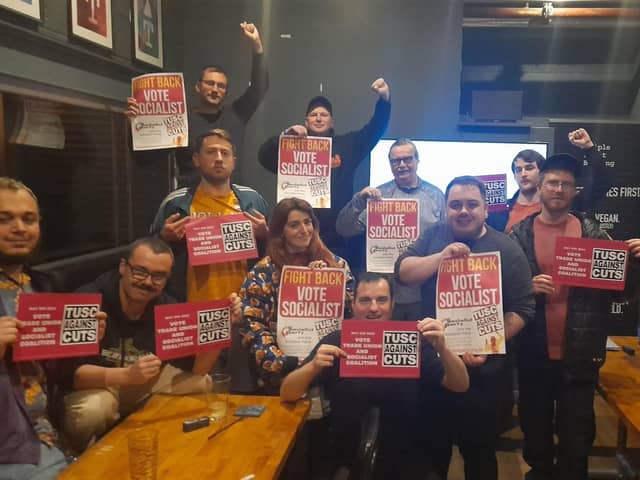 Some of the Trade Union and Socialist Coalition candidates who are standing for election to Sheffield City Council on Thursday, May 4