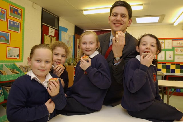 A 2006 flashback and it shows MP David Miliband enjoying a cake baking session with children from Ashley Primary School.